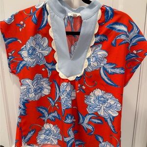 THML Light Blue and Coral Top